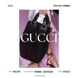 GUCCI S/S 2002 RUNWAY Black Suede Leather Tote Bag (TOM FORD ERA)